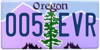 OR license plate 005EVR