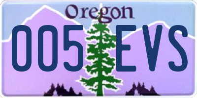 OR license plate 005EVS