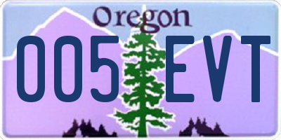 OR license plate 005EVT
