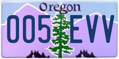 OR license plate 005EVV