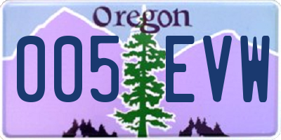 OR license plate 005EVW