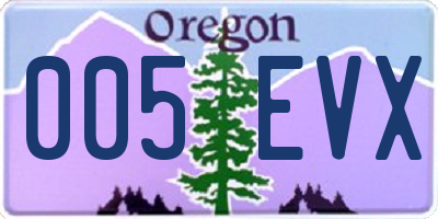 OR license plate 005EVX