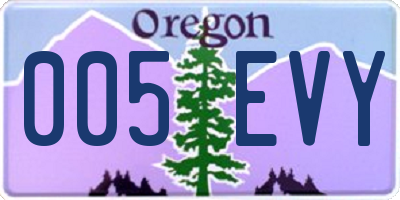 OR license plate 005EVY