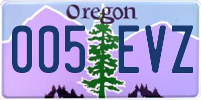OR license plate 005EVZ
