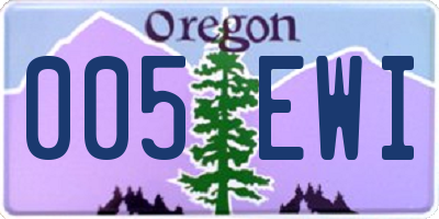 OR license plate 005EWI