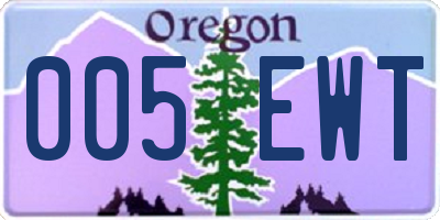 OR license plate 005EWT