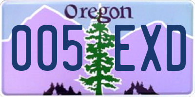 OR license plate 005EXD