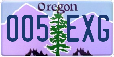OR license plate 005EXG