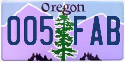OR license plate 005FAB