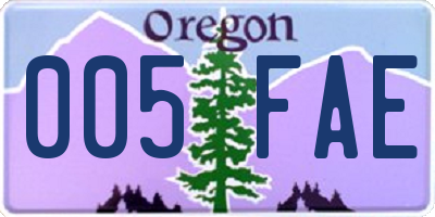 OR license plate 005FAE