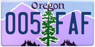 OR license plate 005FAF