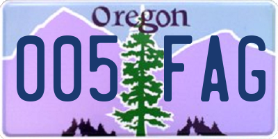 OR license plate 005FAG