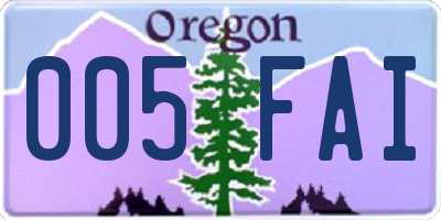OR license plate 005FAI