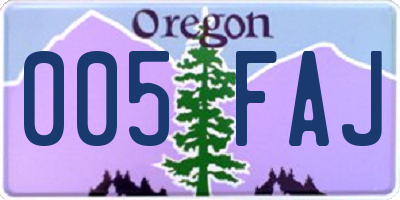 OR license plate 005FAJ