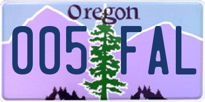 OR license plate 005FAL
