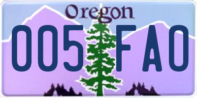 OR license plate 005FAO