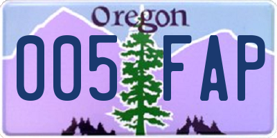 OR license plate 005FAP