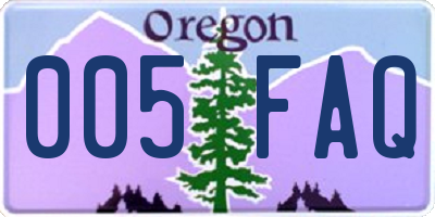 OR license plate 005FAQ