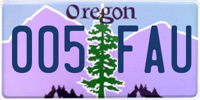 OR license plate 005FAU