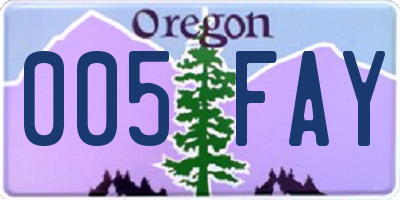 OR license plate 005FAY