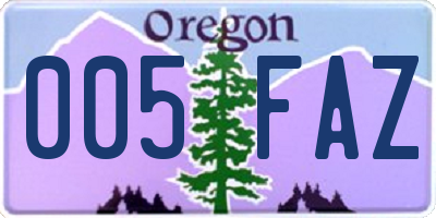 OR license plate 005FAZ