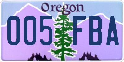 OR license plate 005FBA