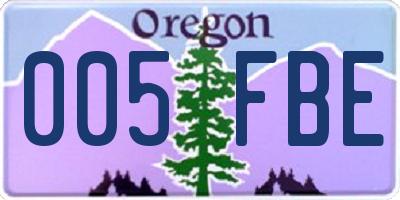 OR license plate 005FBE