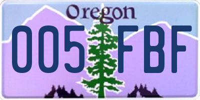 OR license plate 005FBF