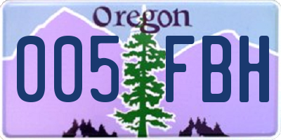 OR license plate 005FBH