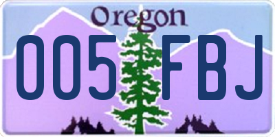 OR license plate 005FBJ