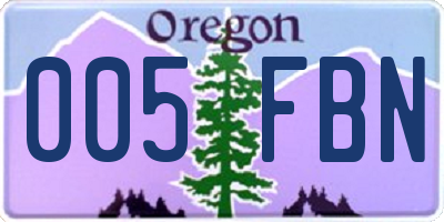OR license plate 005FBN