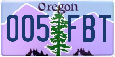 OR license plate 005FBT