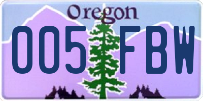 OR license plate 005FBW