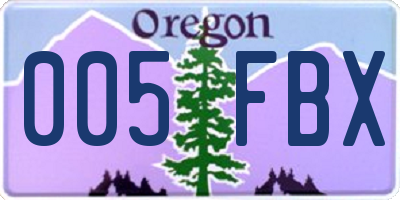 OR license plate 005FBX
