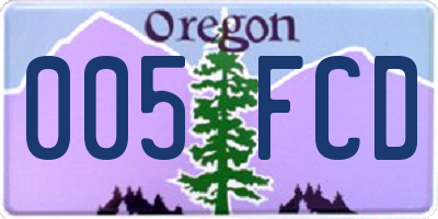 OR license plate 005FCD