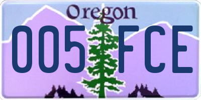 OR license plate 005FCE
