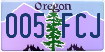 OR license plate 005FCJ