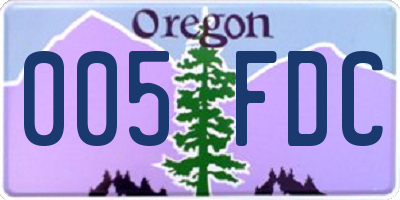 OR license plate 005FDC