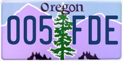 OR license plate 005FDE