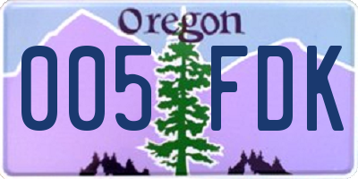 OR license plate 005FDK