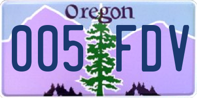 OR license plate 005FDV