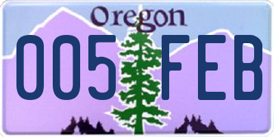 OR license plate 005FEB
