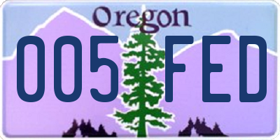 OR license plate 005FED