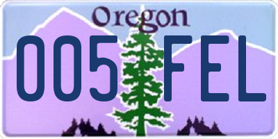 OR license plate 005FEL