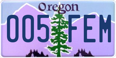 OR license plate 005FEM