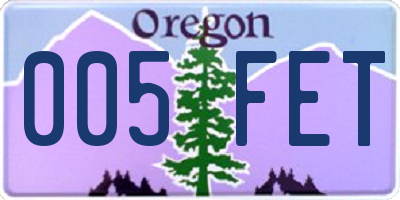 OR license plate 005FET