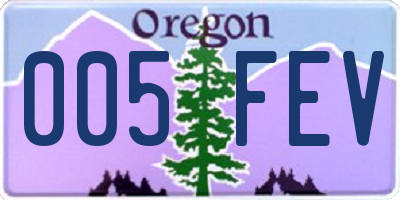 OR license plate 005FEV