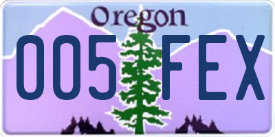 OR license plate 005FEX