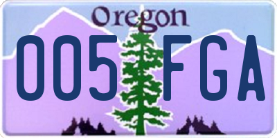OR license plate 005FGA