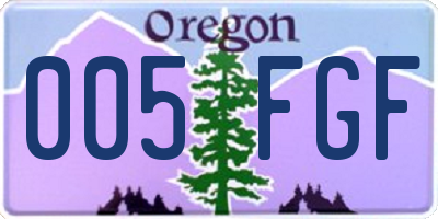 OR license plate 005FGF